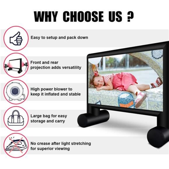 Inflatable Projector Screen 15ft Inflatable Movie Screen Outdoor with Air Blower - Picture 2 of 7